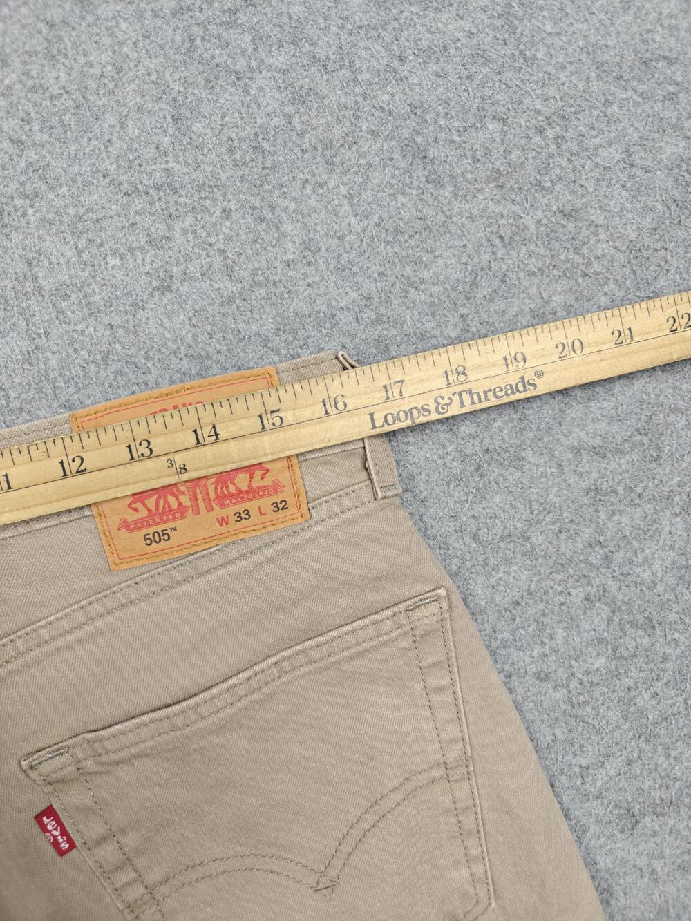Levi's Jeans Mens 33x32 Beige Straight Regular Fit Stretch Cotton Denim 505 - Picture 8 of 12